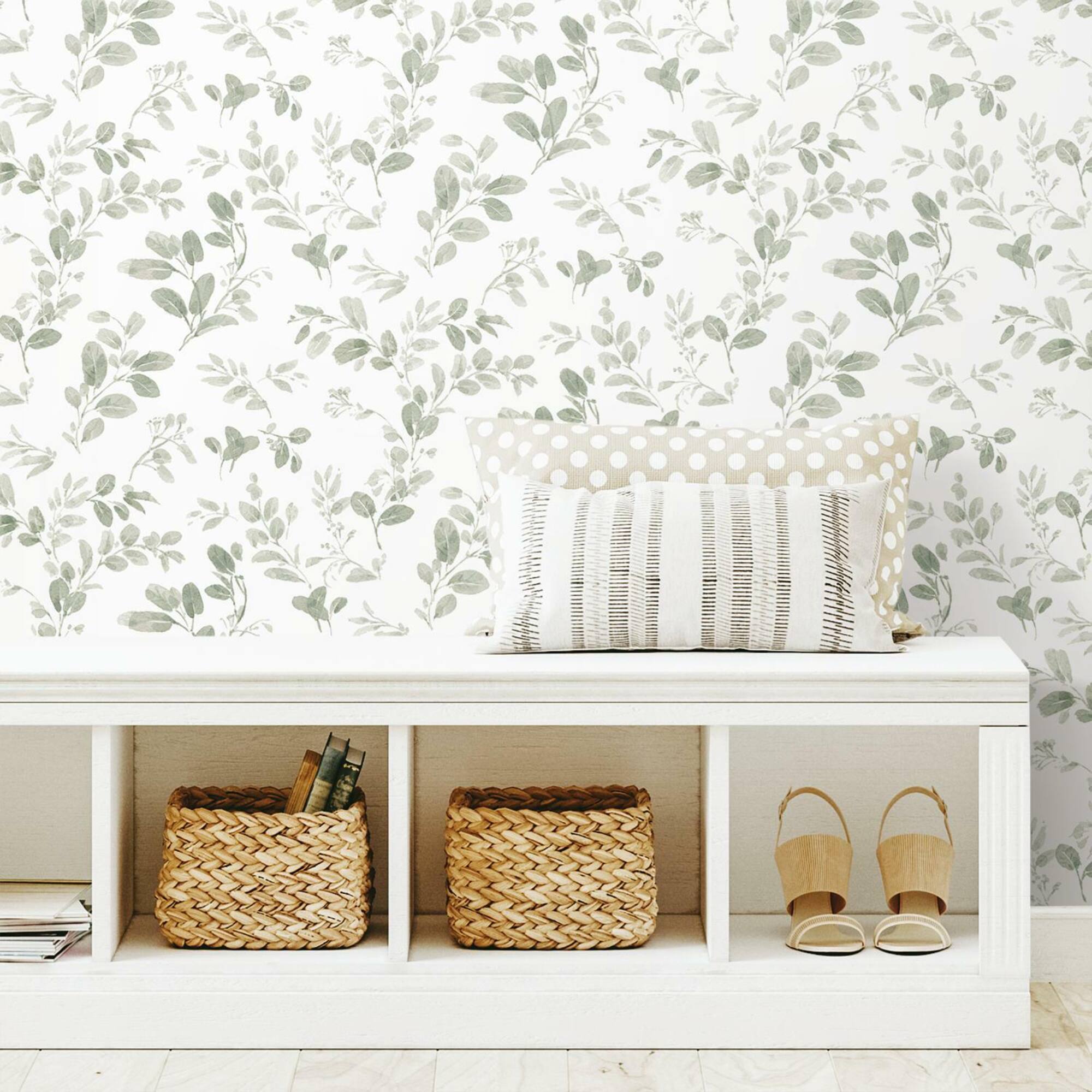 RoomMates Green Dancing Leaves Peel & Stick Wallpaper